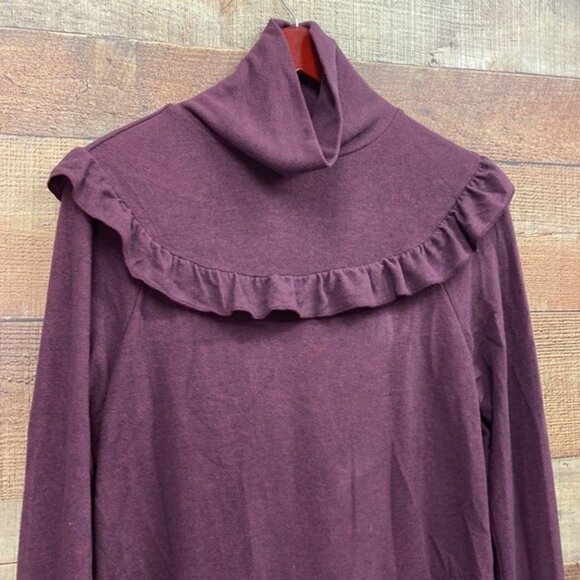 June & Hudson Ruffle Mock Turtleneck L - Picture 2 of 4